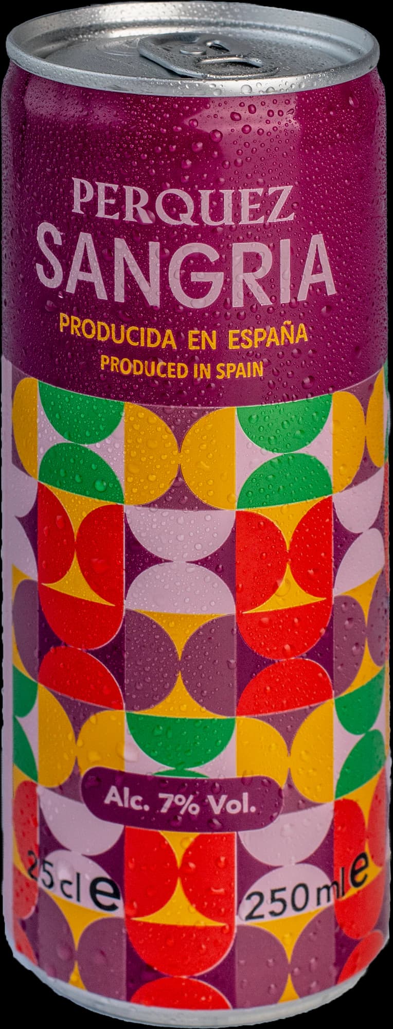 Lata de Sangría Perquez con gotas de condensación