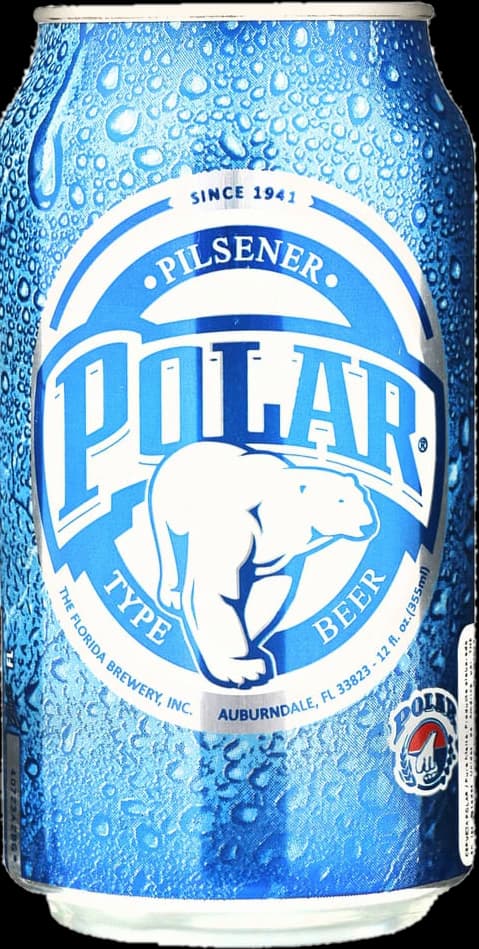 Lata de Cerveza Polar Pilsener con gotas de condensación